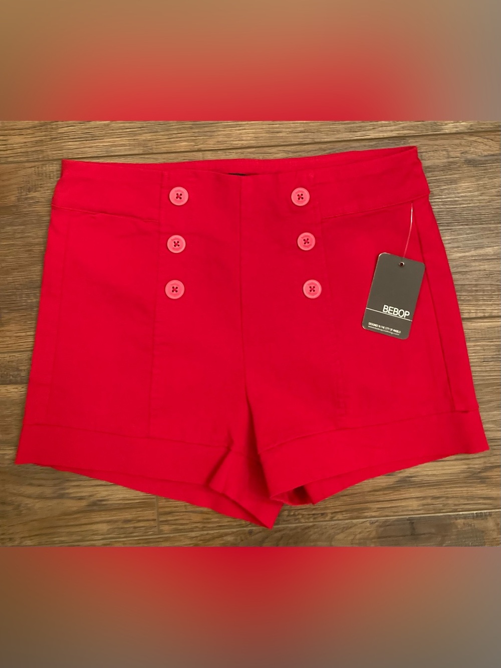 NWT BeBop Junior Girls High Waisted Red Sailor Shorts
